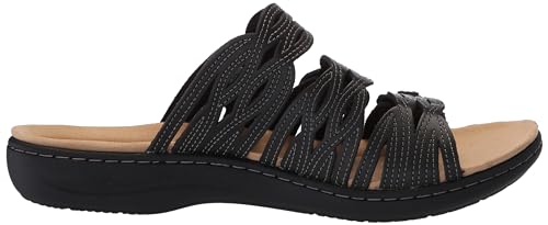 Clarks Clarks Collection Women's Laurieann Ruby Flat Sandal, Black Leather, 8 Medium US