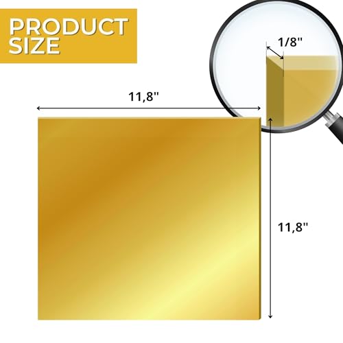 Image of 2PCS 12x12 Acrylic Mirror Sheet Mirror Cast Acrylic Sheet 1 /8 for Laser CO2 with Film Masking for Design DIY Craft Adhesive Plate Gold