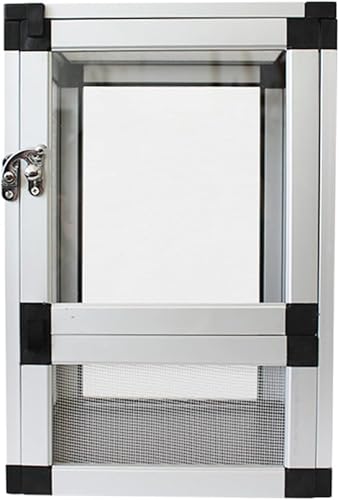 爬虫類 飼育ケージ 両生類 ケージ カメ元気フィルター トカゲ 爬虫類 カメレオン ヘビの給餌 ボックス 組立式 飼育 ペットショップ リビングルーム オフィス メッシュドア アクリルドア (20*30cmアクリルドア,シルバー)
