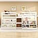 Kinderbett Halbhochbett 90x200 mit LED Beleuchtung, Einzelbett mit Treppe & Aufbewahrungsschrank, Stauraumbett Holzbett Funktionsbett Jugendbett mit Rausfallschutz & Lattenrost, Weiß, ohne Matratze