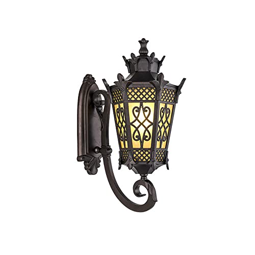 Aplique de Pared para Exteriores E27, lámpara de Pared/Farol para Porche, Aplique Exterior de 1 luz, Resistente al Agua IP54, lámpara de Pared para balcón con Pantalla de Vidrio.