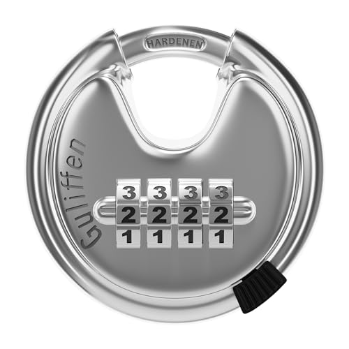 Guliffen Discus Padlock Combination,Heavy Duty Stainless Steel Disc Combination Lock For Storage Unit cover