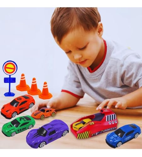 Image of Car Launcher Toy Set for Kids with 2 Racing Cars & 1 Speed Launcher | Easy Press & Launch Action | High-Speed Mini Racing Cars | Indoor Outdoor Play Gift for Boys & Girls