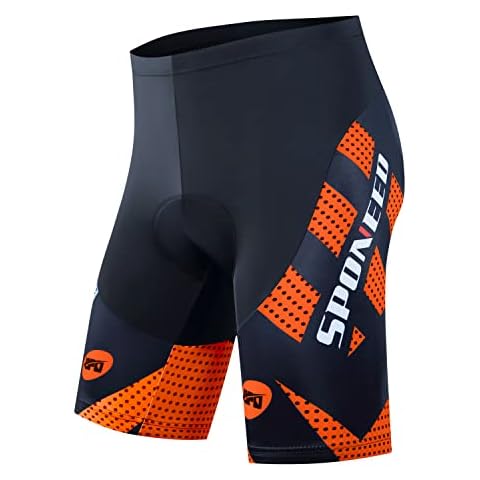 sponeed Men's Bike Shorts Padded Cycling Pants, Orange, X-Large Cover