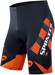 sponeed Men's Bike Shorts Padded Cycling Pants, Orange, X-Large