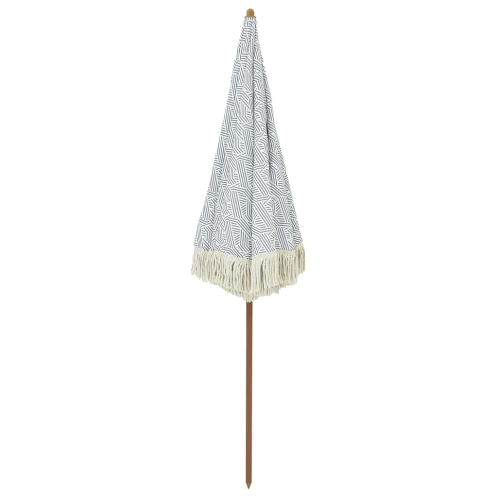 Strandparasol Neigbar und Höhenverstellbar - Runder Sonnenschirm aus Polyester und Stahl für Garten, Terrasse und Strand - Strandschirm Grau Weiß, 160x160x196 cm