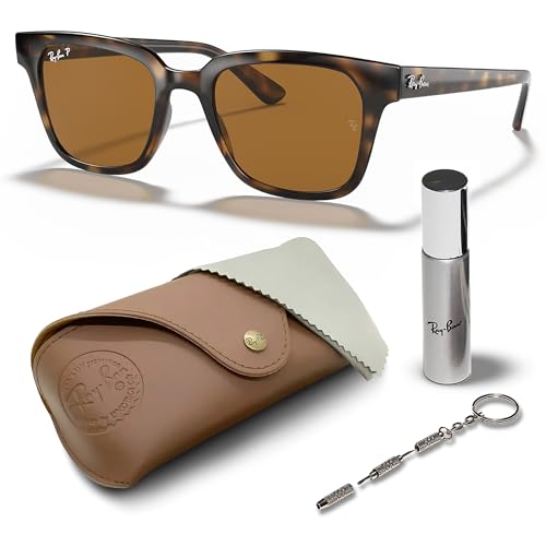Image of Ray-Ban RB4323 Square Shaped Sunglasses for Men & Women with Official RAYBAN Eyewear Kit