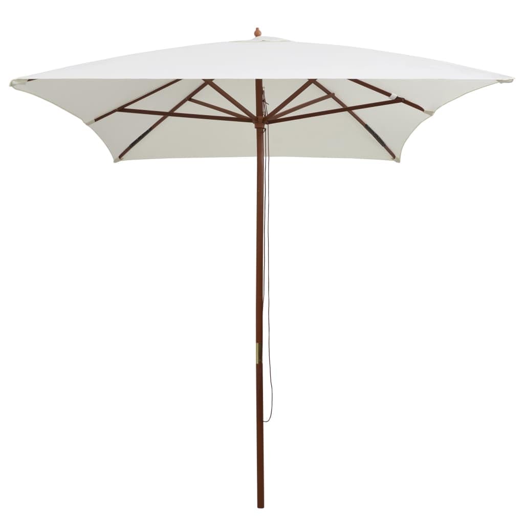 Sombrilla de Madera con Soporte para Mesa o Base Existente, Cubierta de Poliéster Resistente UV y 6 Varillas Robustas, Ideal para Jardín y Patio, Color Teca