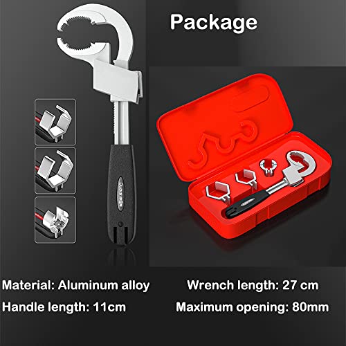 Universal Adjustable Double Ended Wrench,Pipe Wrench,Ratcheting Crescent Adjustable Wrench,Maximum Opening 80Mm For Disassembly Assembly Of Sanitary Ware,Plumbing Repair, Furniture Installation #TOP2