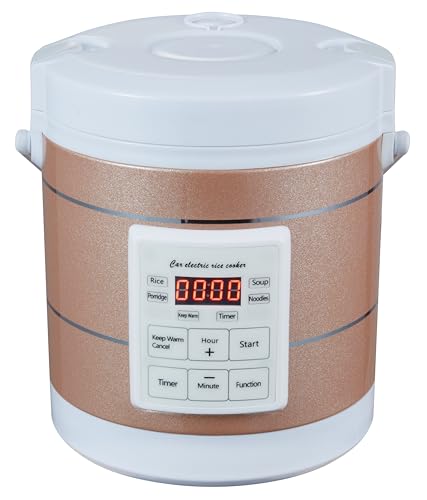 Image of 1.6L Rice Cooker 12V-24V Electric Lunch Box Manufacturer Multicooker Small Rice Stove for Car Truck RV Travel Camping Gold (1601)