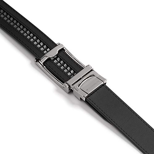 SlideBelts Men's Classic Belt with Premium Buckle (Black Leather With Framed Silver Buckle (Vegan), One Size)2