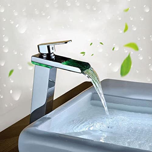 Robinet de lavabo de salle de bain cascade lumineuse pour ambiance spa moderne
