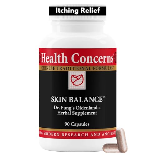 Health Concerns Skin Balance – Herbal Supplement for Skin Support, Itching Relief, & Circulation – Chinese Herbal Supplements for Men & Women – Skullcap, Dong Quai, Coptis Root - 90 Capsules
