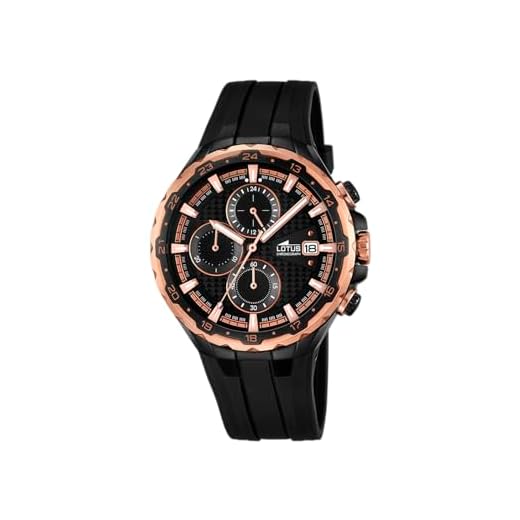 Lotus Reloj de Cuarzo Hombre, Negro con cronógrafo y Correa de Goma en Color Negro 18188 – /1