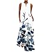 AMhomely Robe longue bohème pour femme - Robe longue ample - Robe de plage - Robe d'été - Col en V - Robe à bretelles imprimée, Blanc 01, XXL