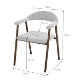 ML-Design Krzesla do Jadalni 2 Szt z Podlokietnikami Szary, Tapicerowane Krzesla Kuchenne z Oparciem, Ergonomiczne Fotele do Salonu z Tkanina Pleciona i Metalowymi Nogami w Drewnianym Stylu
