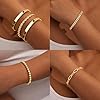 Gokeey Chunky Gold Bracelets for Womenc Trendy, 14k Gold Plated Cuff Bracelet Non Tarnish Rope Cable Paperclip Cuban Link Chain Bangle Bracelet Set Stack Jewelry #2