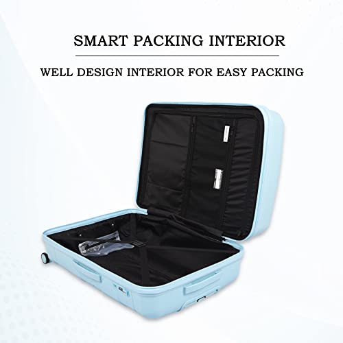 Image of it luggage Momentous Sky Blue Medium 66.2 CM Expandable Polypropylene Hardsided with TSA Lock & Wet Pouch Inside 8 Wheel Trolley Bag