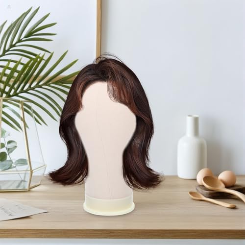 Cabeza de maniquí de lona de 21 pulgadas con función porta agujas para soporte de pelucas 5