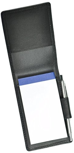 Royce Journalist-Style Leather Flip Notepad, Black - Thumbnail 2