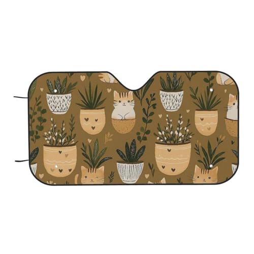 Parasol de coche con gatos y plantas de 70x130cm protector plegable