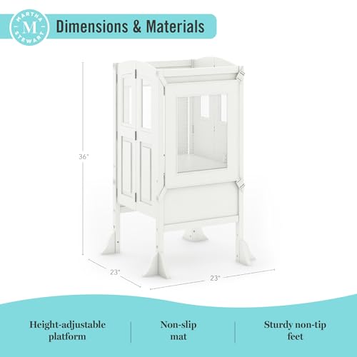 image for Martha Stewart Kitchen Helper Toddler Tower by Guidecraft - Linen Whit
