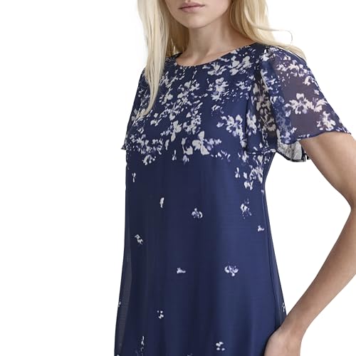 Image of DKNY Women's Flutter Sleeve Ruffle Hem Shift Mini Dress