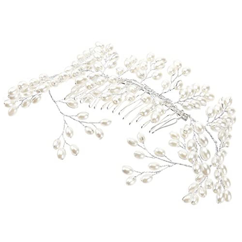 Frcolor Peine nupcial del pelo, perlas elegantes Peine del pelo de la boda Accesorios hechos a mano del pelo de la boda