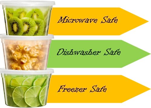 Mr. Miracle Deli Containers With Lids - 12 Pack Of 16 Oz Clear Airtight Reusable Plastic Food And Multi-Purpose Containers - Microwave, Freezer, And Dishwasher Safe #TOP2