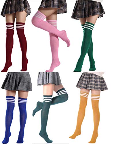 Womens Thigh High Socks Over The Knee High Striped Stocking Boot Leg Warmer Long Socks For Daily Wear Cosplay #TOP5