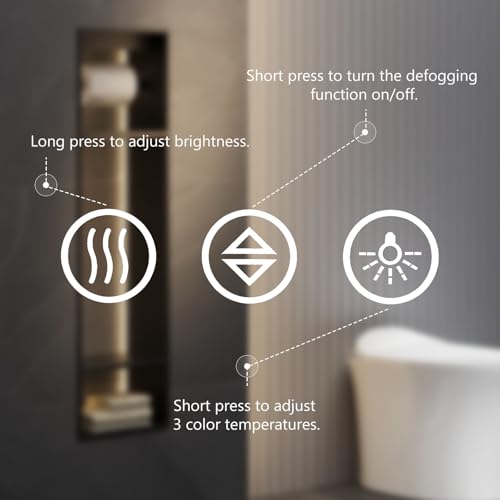 Image of NEWBULIG 28 inchx 36 inch LED Bathroom Mirror with Lights, Anti-Fog | Lighted Bathroom Vanity Mirror for Wall, Memory Function, Dimmable, Tempered Glass, Shatter-Proof