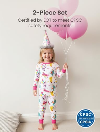 Image of PATPAT Bamboo Viscose Pajama Sets for Toddler Boys & Girls Baby Kids, Ultra-soft Snug fit Pjs Sleepers for Birthday Holiday