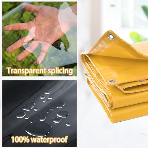 Lona transparente impermeable 3x3,7 m resistente con ojales para pérgola de exterior 4