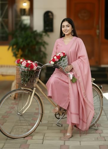 Image of GoSriKi Viscose Printed Kurta for Women | Kurti Set Woman | Kurta with Pant & Dupatta | Straight Ethnic Suit | Indian Outfit Ladies Dress Stylish Traditional Clothing Party Office Fashion Look Style