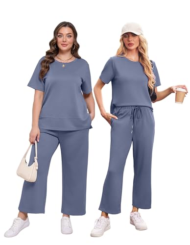 Image of XIEERDUO Women's 2 Piece Outfits Summer Lounge Sets Side Slit Loungewear
