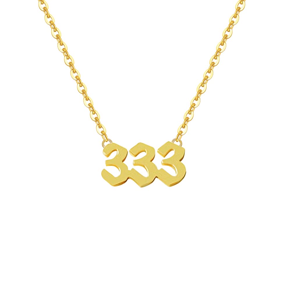 Blocaci Angel Number Necklace 111 222 333 444 555 666 777 888 999 Numerology Jewelry Pendant Choker For Women 10k 14k 18k Solid Yellow Gold
