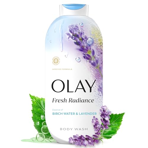 Olay Body Wash for Women Fresh Radiance 24/7 Skin-Loving Freshness Visibly Radiant Plant Based Cleansers Vitamin B3 & Antioxidant Blend For All Skin Types Birch Water & Lavender Scent 22 fl oz