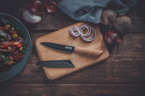 Miniatura 5 de Nirosta Flow Cuchillo Multiusos 24 Cm, Hoja Acero Inoxidable 4cr13 Con Recubrimiento Antiadherente, Mango De Madera De Acacia Fsc 100 , Protector De Hoja, Corte Versátil, 1 Ud