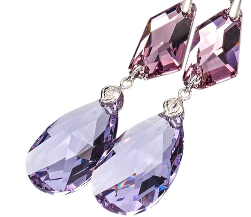 Boucles d'oreilles longues argent 925 Arande anti-ternissement violet