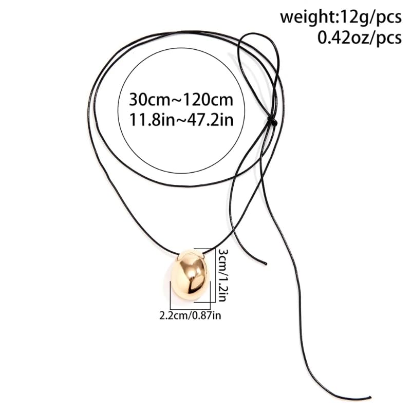 Gold Oval Pendant Necklace Minimalist Dainty Chunky Bold Necklace for Women3