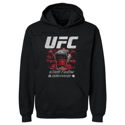 500 LEVEL UFC Mens Hoodie Sweatshirt (Black Large) - UFC Grunge Fist WHT
