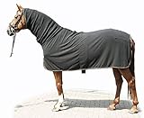 100% Polyester HKM Abschwitzdecke -Stockholm- mit Halsteil, schwarz/Gold, 135