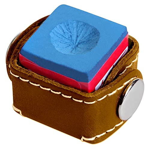 KAMUI Genuine Leather Pool Billiard Chalk Case Chalk Holder (Brown)