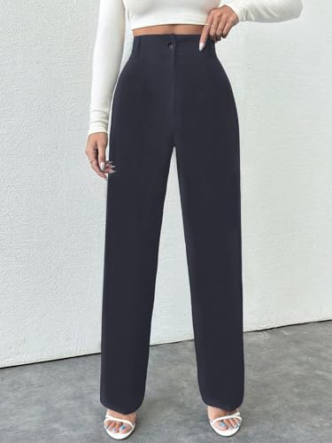 Image of Toochki Trousers for Woman Pants Women's Formal Office Korean | Black Track Pant | Straight | Cotton Spandex Stretchable Trouser | High-Waisted Bottom Wear