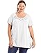Just My Size Women's Plus-Size Slub Crochet Trim Tunic, White, 2X