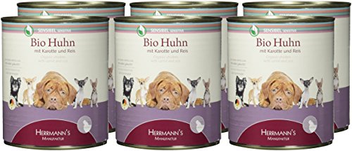Herrmann Dose Sensibel Bio-Huhn Karotten,Reis und Fenchel, 6er Pack (6 x 800 g)