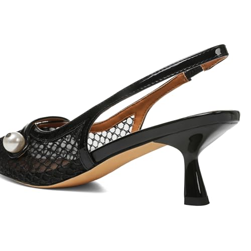 Celbreez Slingback Heels for Women Black Kitten Heels Closed Pointed Toe Women Pumps Ankle Strap Party Dress Stiletto Heels Heeled Slingbacks3