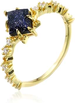 Amazon | [Richight] シンプル ブルーゴールドストーン ひし形