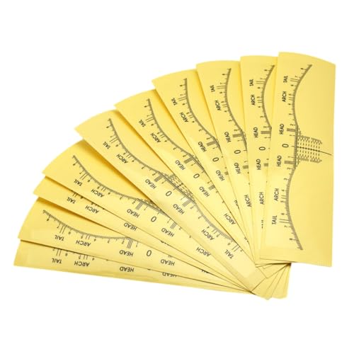 HEALEEP Righello Adesivo Per Sopracciglia Monouso 10 Pezzi Mini a Corsoio Giallo Per Modellare Sopracciglia Trucco Comodo e Leggero Da Viaggio in Materiale Sicuro Per La Pelle