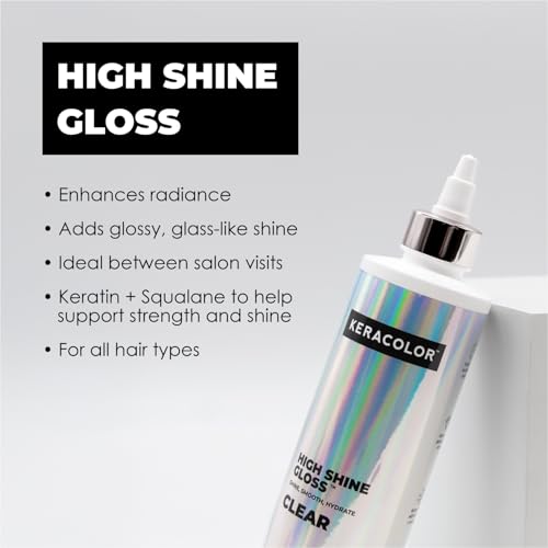Image of Keracolor High Shine Clear Hair Gloss, In-Shower Hair Glaze for Smoothness and Shine, Glossing Treatment, Transparent, 8 Fl Oz